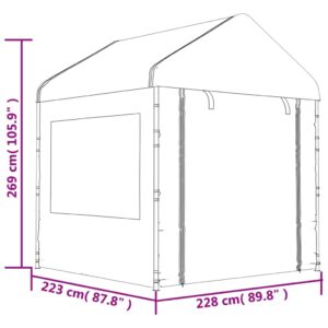 vidaXL Paviljong med tak vit 11,15x2,28x2,69 m polyeten - Bild 8