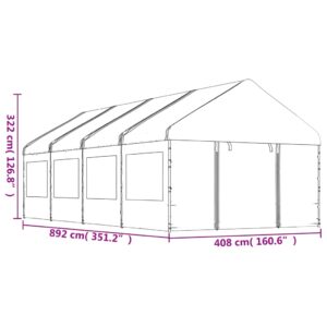 vidaXL Paviljong med tak vit 8,92x4,08x3,22 m polyeten - Bild 7