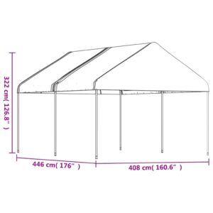 vidaXL Paviljong med tak vit 4,46x4,08x3,22 m polyeten - Bild 5