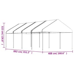 vidaXL Paviljong med tak vit 8,92x4,08x3,22 m polyeten - Bild 5