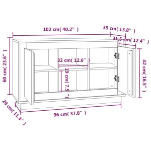 vidaXL Skåp vit högglans 102x35x60 cm konstruerat trä - Bild 9