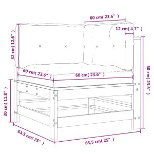 vidaXL Hörnsektion till soffa med dynor grå massiv furu - Bild 9