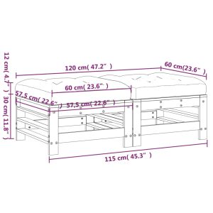 vidaXL Fotpallar med dynor för trädgården 2 st massiv furu - Bild 10