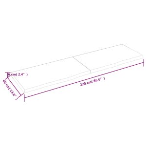 vidaXL Hyllplan 220x60x(2-6) cm obehandlad massiv ek - Bild 6