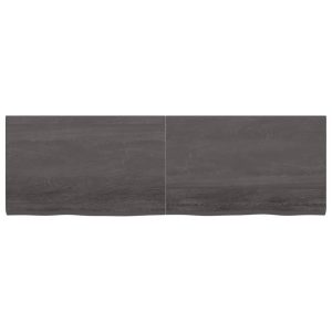 vidaXL Vägghylla mörkbrun 160x50x(2-4) cm behandlad massiv ek - Bild 2