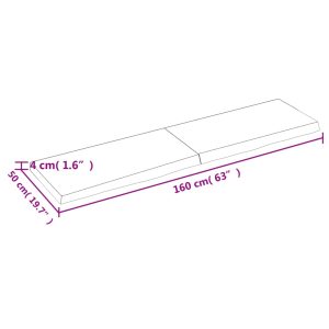 vidaXL Vägghylla mörkbrun 160x50x(2-4) cm behandlad massiv ek - Bild 5