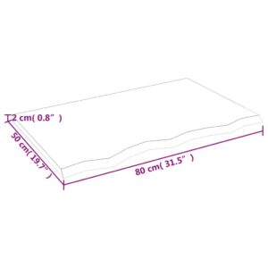 vidaXL Bänkskiva för badrum mörkbrun 80x50x2 cm behandlat massivt trä - Bild 5