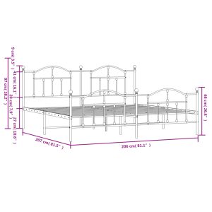 vidaXL Sängram med huvudgavel och fotgavel svart metall 200x200 cm - Bild 9