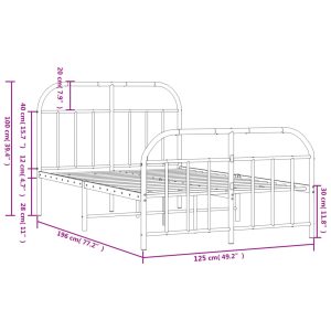 vidaXL Sängram med huvudgavel och fotgavel vit metall 120x190 cm - Bild 10