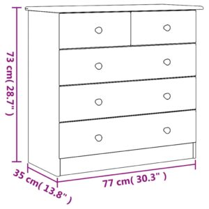 vidaXL Byrå ALTA 77x35x73 cm massiv furu - Bild 8