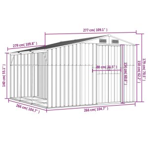 vidaXL Trädgårdsskjul brun 277x279x179 cm galvaniserat stål - Bild 12