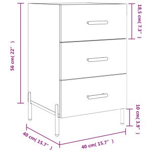 vidaXL Sängbord rökfärgad ek 40x40x66 cm konstruerat trä - Bild 12