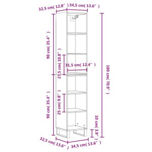 vidaXL Högskåp rökfärgad ek 34,5x32,5x180 cm konstruerat trä - Bild 11