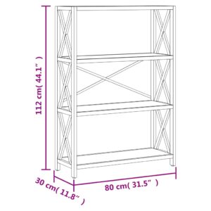 vidaXL Bokhylla med 4 hyllplan 80x30x112 cm massiv ek - Bild 6