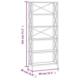 vidaXL Bokhylla med 6 hyllplan 80x30x181 cm massiv ek - Bild 6