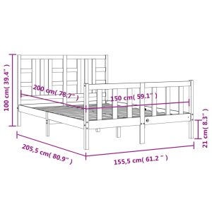 vidaXL Sängram med huvudgavel honungsbrun King Size massivt trä - Bild 12