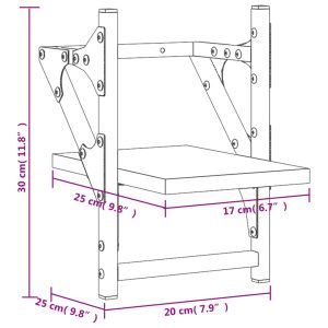 vidaXL Vägghyllor med stänger 2 st svart 20x25x30 cm - Bild 9