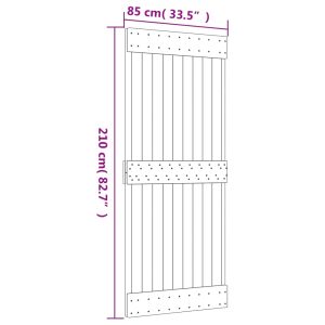 vidaXL Skjutdörr med beslag 85x210 cm massiv furu - Bild 11