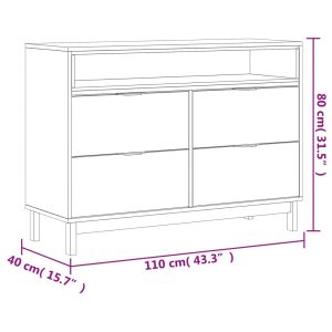 vidaXL Byrå FLAM 110x40x80 cm massiv furu - Bild 10