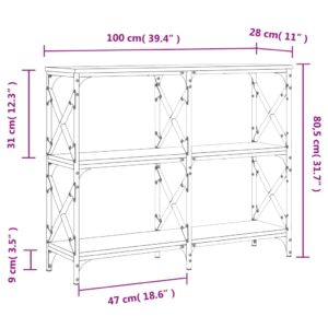 vidaXL Avlastningsbord rökfärgad ek 100x28x80,5 cm konstruerat trä - Bild 9