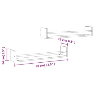 vidaXL Vägghyllor med stänger 2 st sonoma-ek 80x16x14 cm - Bild 8