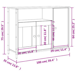 vidaXL Byrå brun ek 100x35x75 cm konstruerat trä - Bild 11