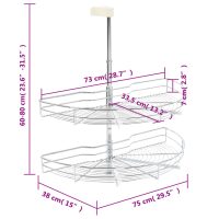 vidaXL Skåpkarusell köksskåp silver 180 grader 75x38x80 cm - Bild 10