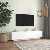 vidaXL TV-bänk med LED-belysning vit högglans 160x35x40 cm - Bild 4