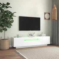 vidaXL TV-bänk med LED-belysning vit högglans 160x35x40 cm - Bild 5