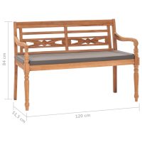 vidaXL Bataviabänk med mörkgrå dyna 120 cm massiv teak - Bild 6