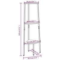 vidaXL Hörnhylla 3 hyllplan mörkbrun och svart 45,5x31,5x120 cm - Bild 8