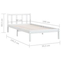 vidaXL Sängram vit massiv furu 90x190 cm - Bild 9