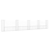 vidaXL U-formad gabionkorg med 5 stolpar järn 500x20x100 cm - Bild 2