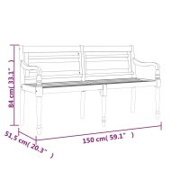 vidaXL Bataviabänk med gräddvit dyna 150 cm massiv teak - Bild 8