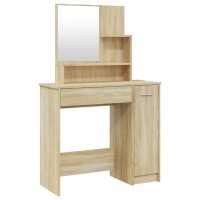 vidaXL Sminkbord med spegel sonoma-ek 86,5x35x136 cm - Bild 2