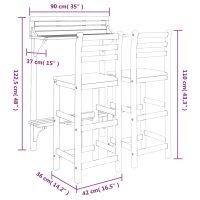 vidaXL Balkongbar 3 delar massivt akaciaträ - Bild 8