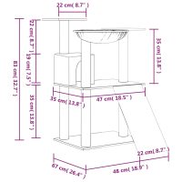 vidaXL Klösträd med sisalpelare ljusgrå 83 cm - Bild 7