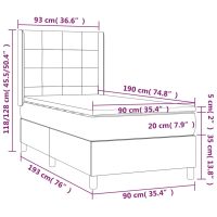 vidaXL Ramsäng med madrass & LED svart 90x190 cm tyg - Bild 8