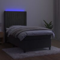 vidaXL Ramsäng med madrass & LED mörkgrå 100x200 cm sammet - Bild 3