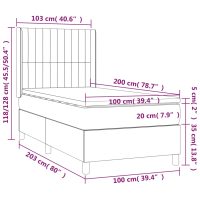 vidaXL Ramsäng med madrass & LED mörkgrå 100x200 cm sammet - Bild 8