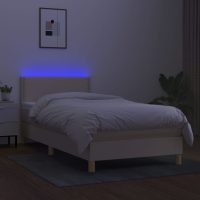 vidaXL Ramsäng med madrass & LED gräddvit 90x190 cm tyg - Bild 4