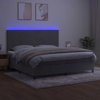 vidaXL Ramsäng med madrass & LED ljusgrå 200x200 cm sammet - Bild 4