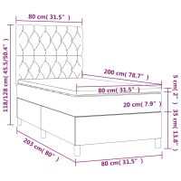 vidaXL Ramsäng med madrass & LED ljusgrå 80x200 cm sammet - Bild 8