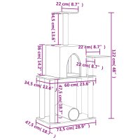 vidaXL Klösträd med sisalpelare mörkgrå 122 cm - Bild 8