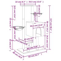 vidaXL Klösträd med sisalpelare mörkgrå 117 cm - Bild 9