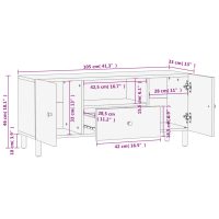 vidaXL Tv-bänk svart 105x33x46 cm massivt mangoträ - Bild 10