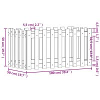 vidaXL Odlingslåda med staket-design vit 100x50x50 cm massiv furu - Bild 9