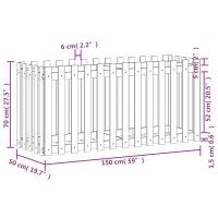 vidaXL Odlingslåda med staket-design svart 150x50x70 cm massiv furu - Bild 9