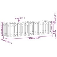 vidaXL Odlingslåda med staket-design vit 200x50x50 cm massiv furu - Bild 9