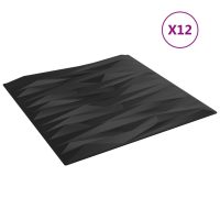 vidaXL Väggpaneler 12 st svart 50x50 cm XPS 3 m² sten - Bild 2